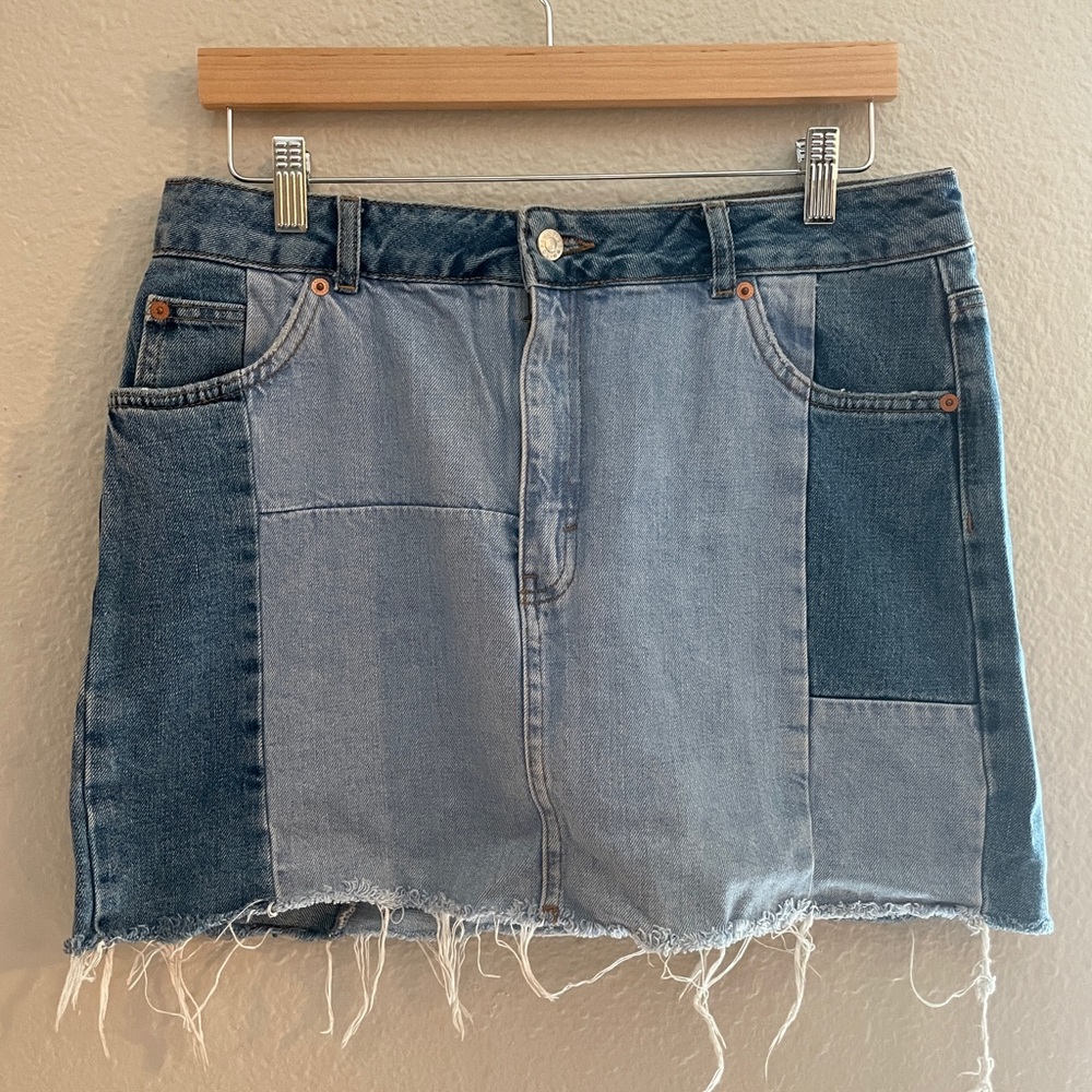 Top Shop Denim Patch Skirt